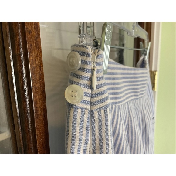 Talbots Wide Leg Crop Pant Womens 2 Petite Blue White Stripe Linen Blend Casual - Picture 3 of 8